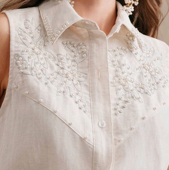 Ladies' Autumn European And American Nail Bead Sleeveless Lace Fabric Comfortabl - Picture 4 of 4